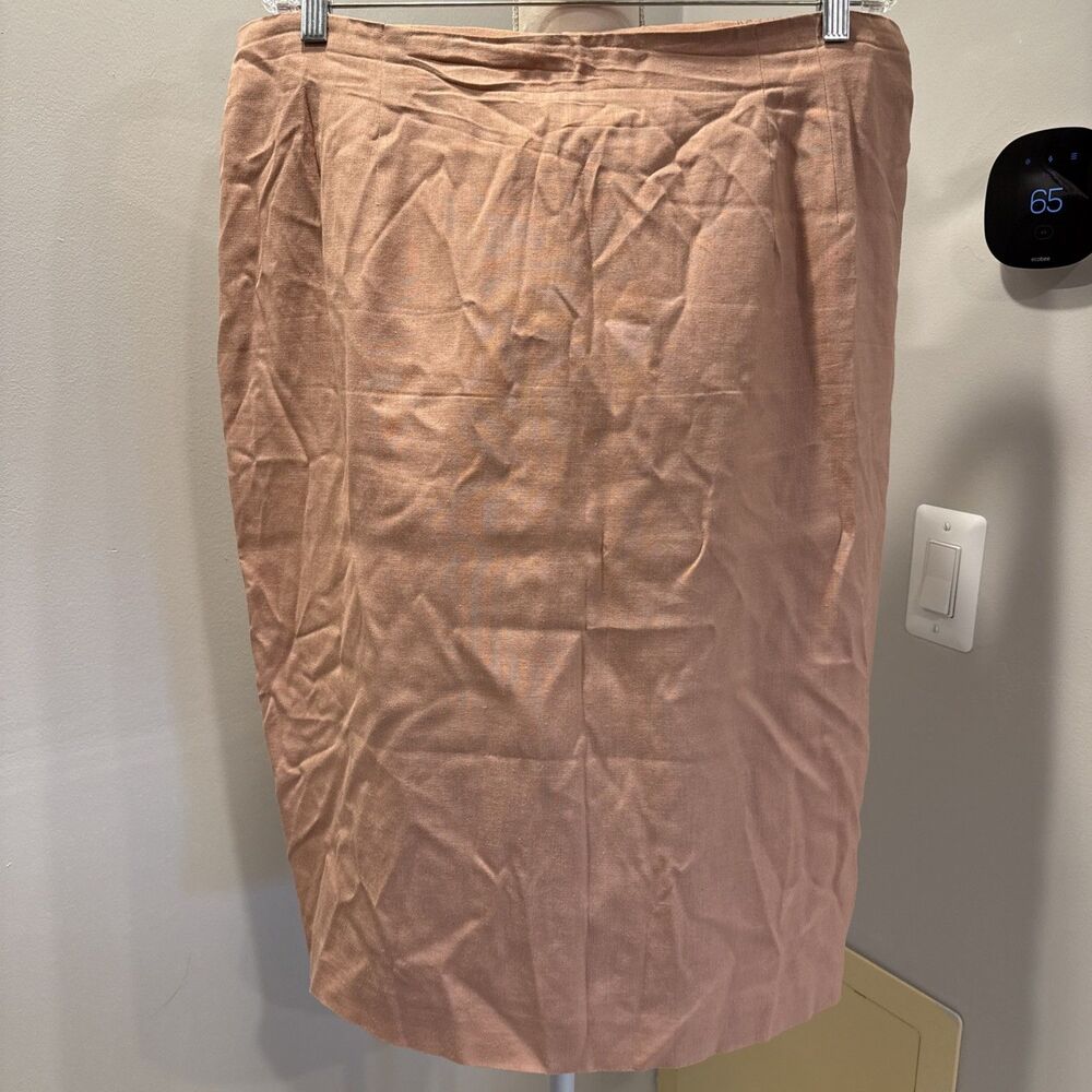 Vintage Maggie McNaughton Skirt Peach Linen Blend Lined Size 20w USA Made